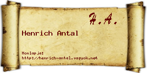 Henrich Antal névjegykártya